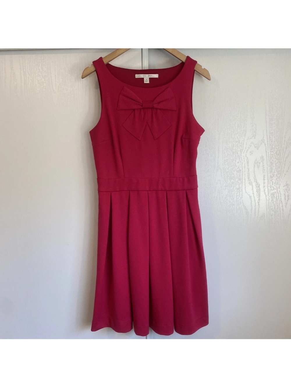 LC Lauren Conrad Pink Bow Dress Woman’s Size 8 Sleeveless Flare A-Line